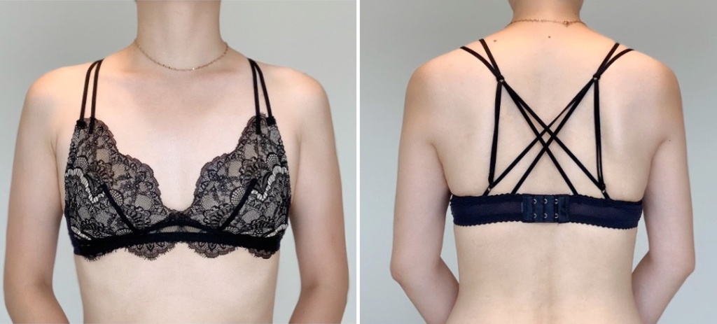 正面とバックスタイルで表情が変わる着用画像