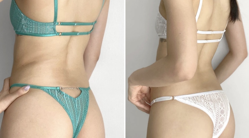 ヒップの布面積が異なるショーツ