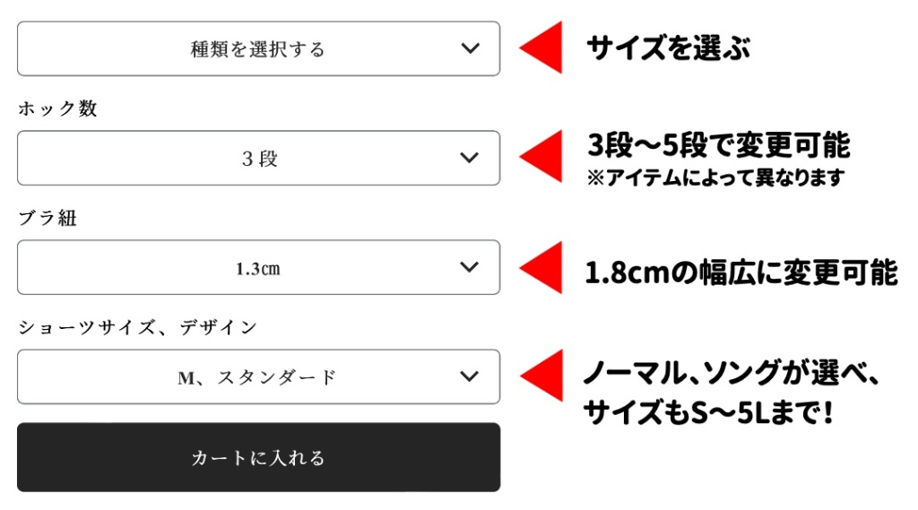 イージーカスタムの選択画面