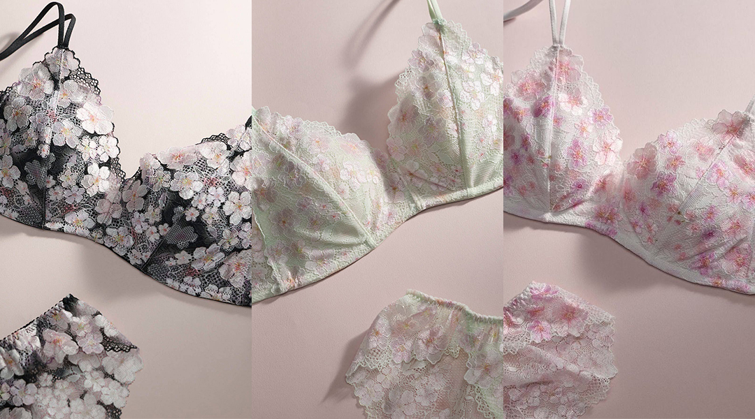 unenanacool（ウンナナクール）、累計販売枚数70万枚を突破する大人気の「364ブラシリーズ」に新しく桜デザインが登場！一足早い春をランジェリーに取り入れてみては？